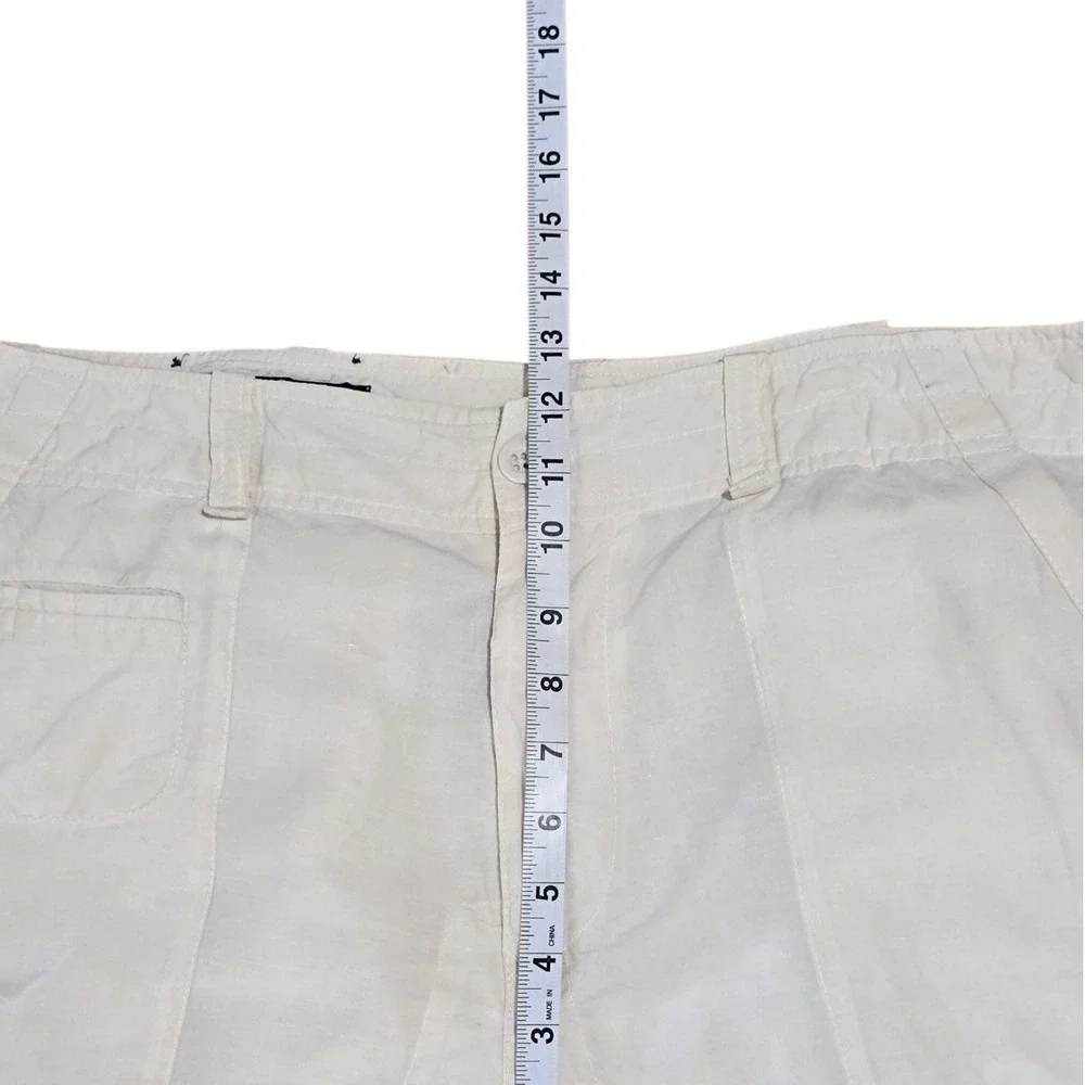 VTG Polo Ralph Lauren Linen Silk Parachute Utility Cargo Shorts Men's 36 Cream